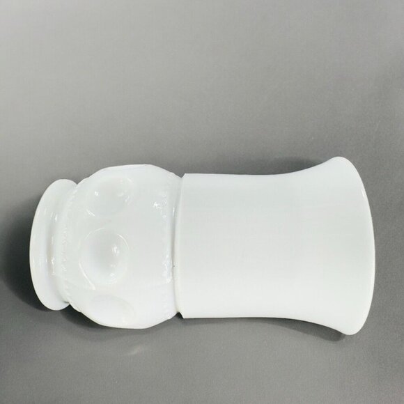 Vintage White Milk Glass Vase Vessel With Coin Dotted Pattern Bottom Glass Decor - Picture 2 of 12